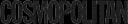 The word 'COSMOPOLITAN' in large, black, stylized text with a white outline