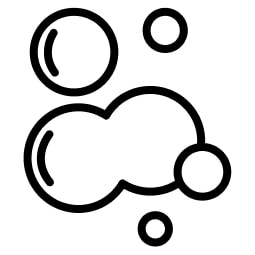A simple line drawing of several bubbles of varying sizes