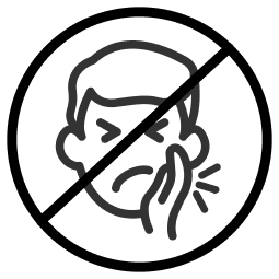A line drawing of a person coughing with a diagonal line through it, indicating no coughing allowed